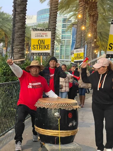 Workers strike at the Hilton Anaheim