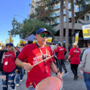 Hotel workers on strike at the Le Meridien Delfina Santa Monica during AFM 2023