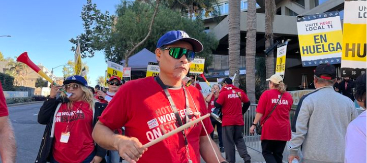 Hotel workers on strike at the Le Meridien Delfina Santa Monica during AFM 2023