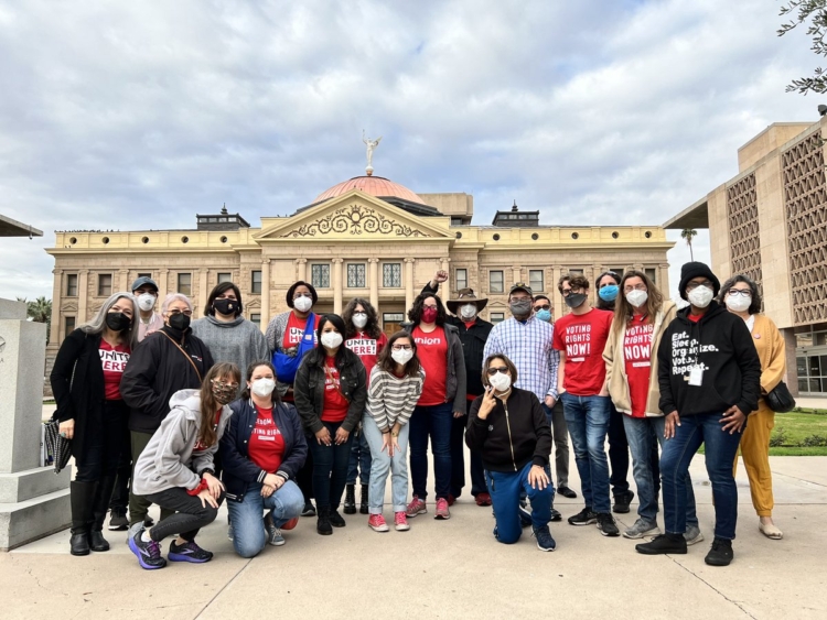 Local 11 and CASE Action launch the hunger strike for the freedom to vote at the Arizona capitol