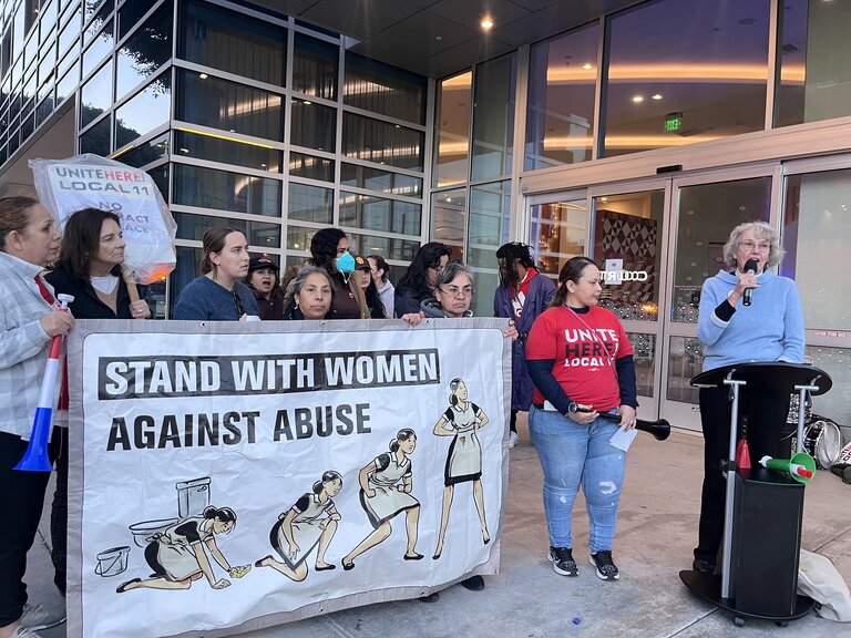 Santa Monicans gather to support women hotel workers standing up against sexual harassment