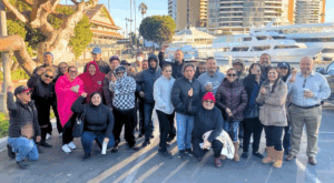 Workers at the Jamaica Bay Inn Marina Del Rey celebrate winning the union in November 2024.