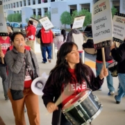 Burbank Airport Retail Workers Picket at New Terminal Opening